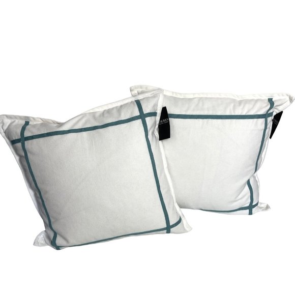 Ralph Lauren Home Other - New Ralph Lauren Home Throw Pillows White with Turquoise Stripes Never Used